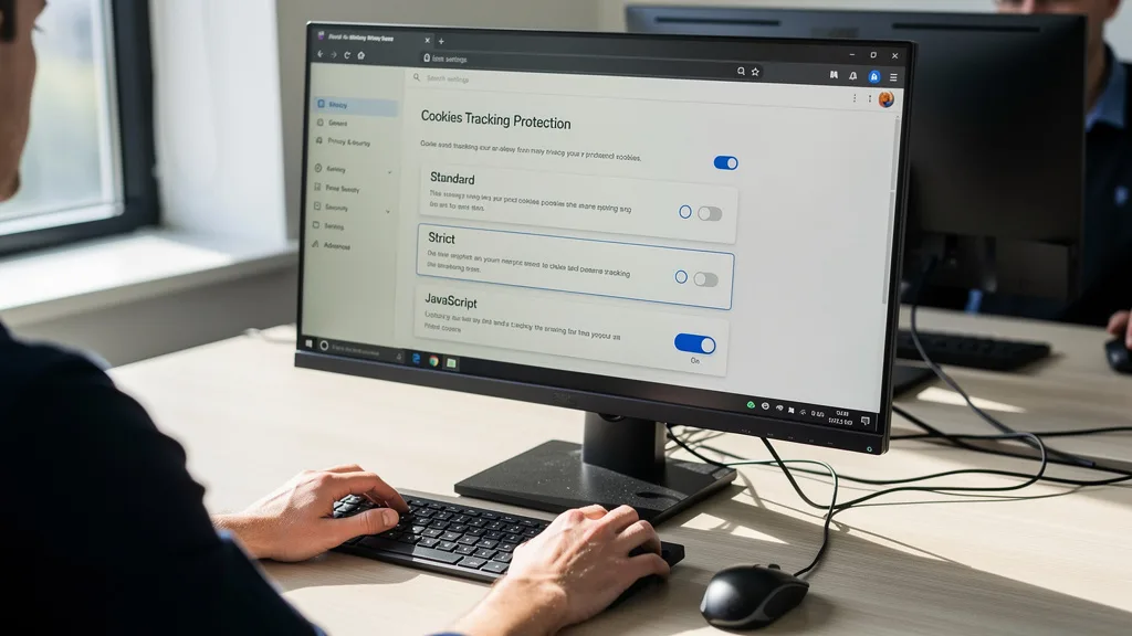 Click to manage / replace image The standard cookie and tracking protection settings in the Mozilla Firefox browser.