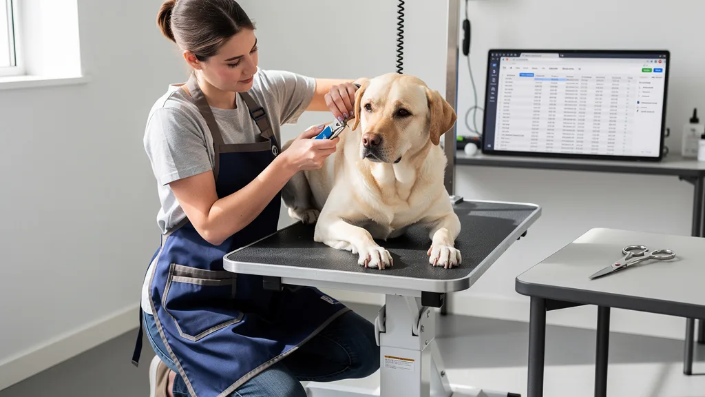 A person carefully clipping a dog
