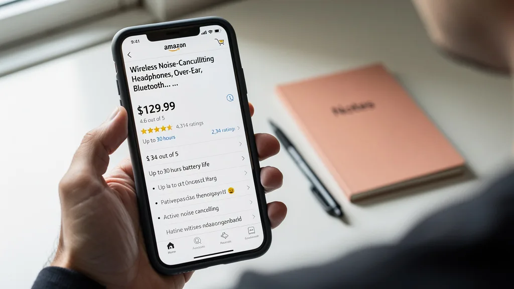 An example of truncated Amazon product titles on a mobile phone screen, highlighting the need for optimization.