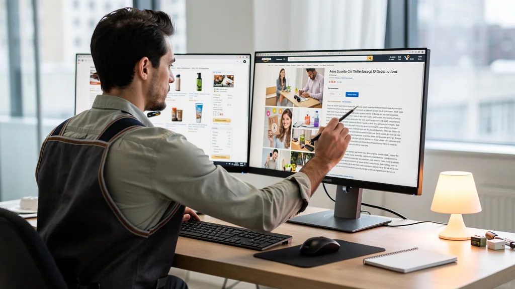 Click to manage / replace image A comparison of an Amazon product listing before and after optimization, showing improved images and text.