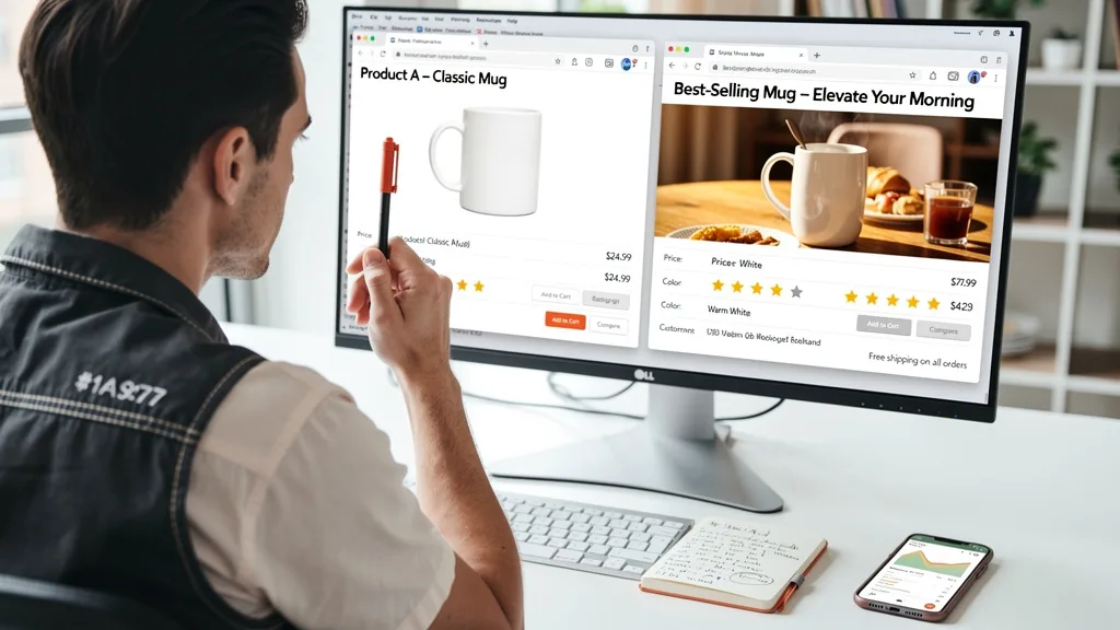 Click to manage / replace image A comparison of two product listing variations to optimize for relevance and customer conversion.