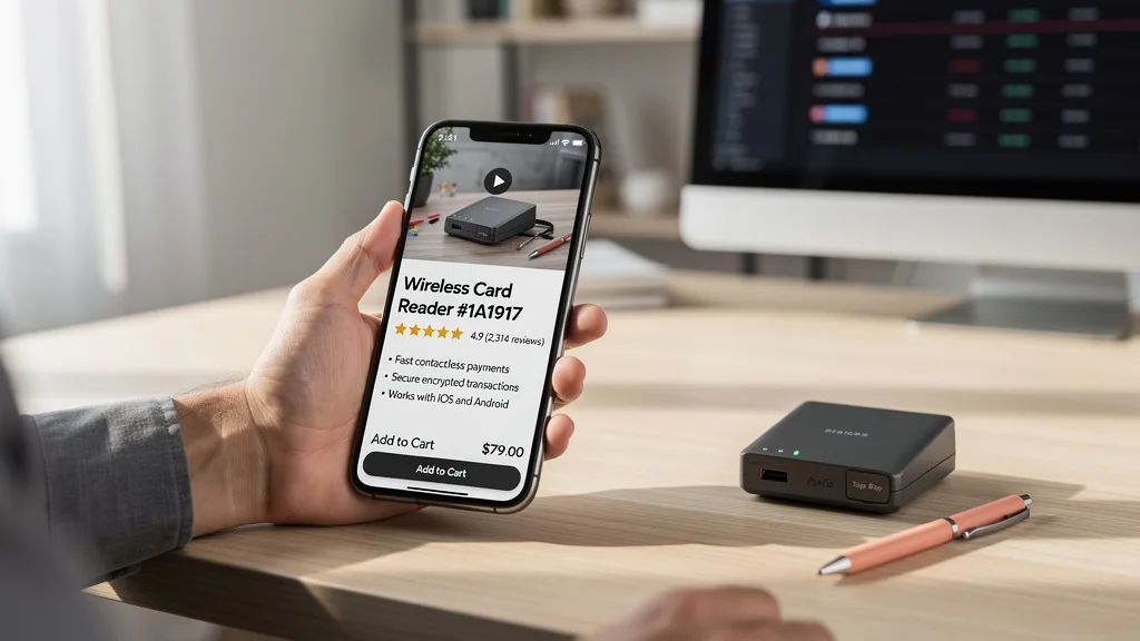 An optimized TikTok Shop product listing with a video, detailed description, and good reviews.