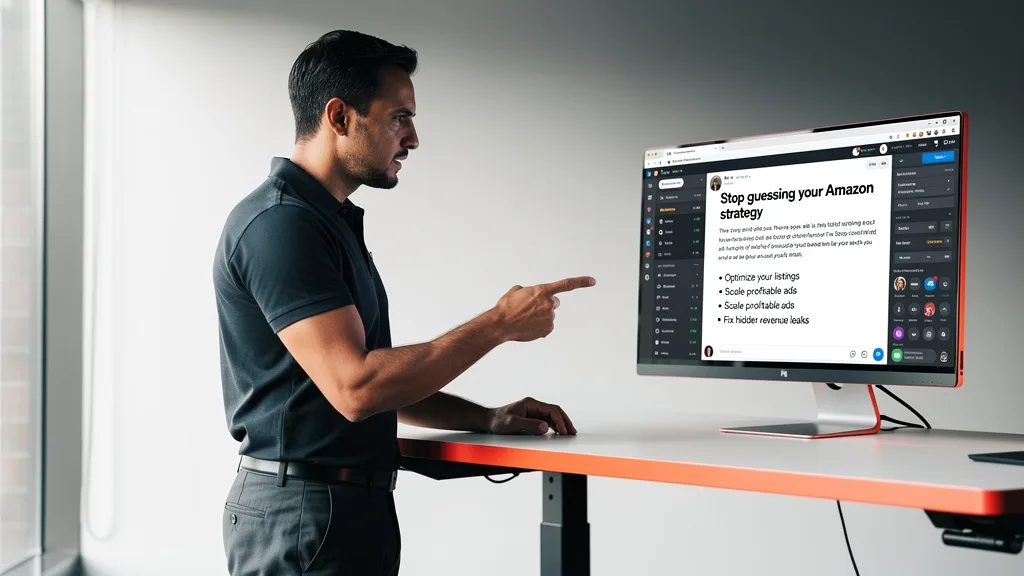 A professional crafting a LinkedIn post on a large monitor, focusing on structure and readability.