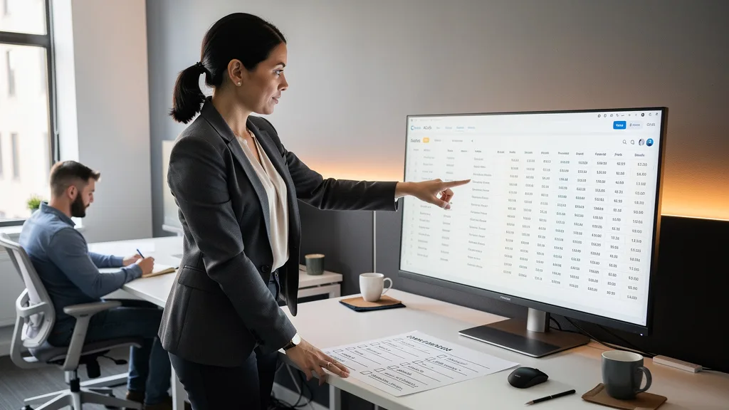 Analyst reviewing baseline Amazon business metrics on a spreadsheet before starting a new project.