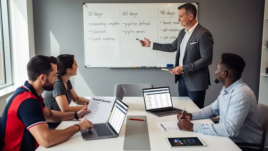 An Amazon agency team conducting a kickoff meeting with a new client to align on goals.