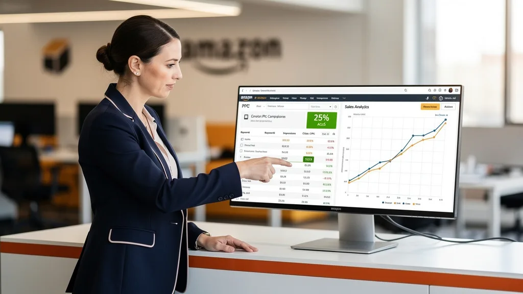 A computer screen showing both profitable Amazon ad spend and overall revenue growth.