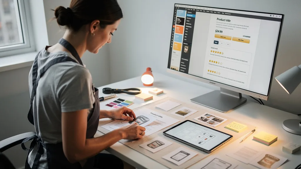 Designer creating a visual identity mood board for an Amazon brand