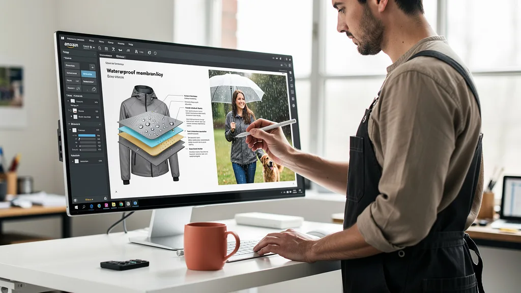 Click to manage / replace image Visualizing the connection between a product feature and its customer benefit for an Amazon listing.