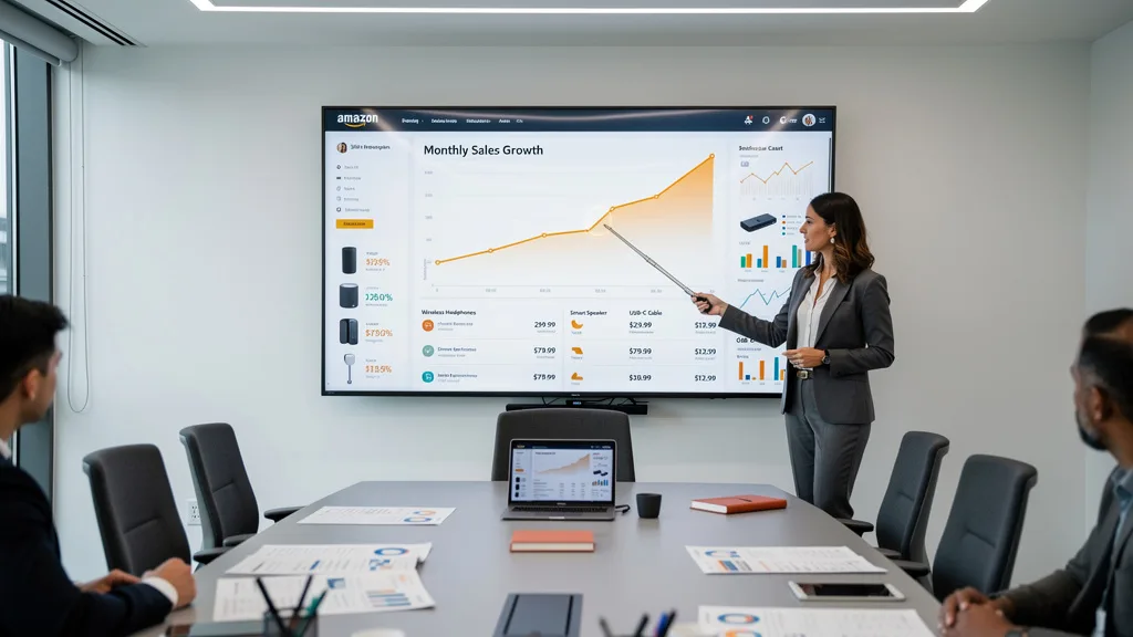 Click to manage / replace image A consultant presenting a successful Amazon listing optimization case study with positive metrics.