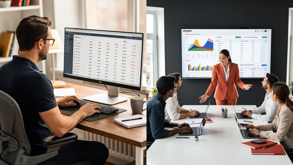 Visual comparison of a freelance Amazon expert versus a full-service agency team.