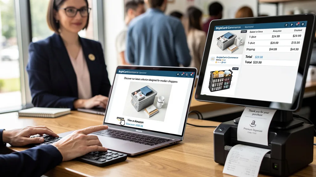 A cursor clicking on a LinkedIn post link that leads to an Amazon product page, demonstrating click-through rate.