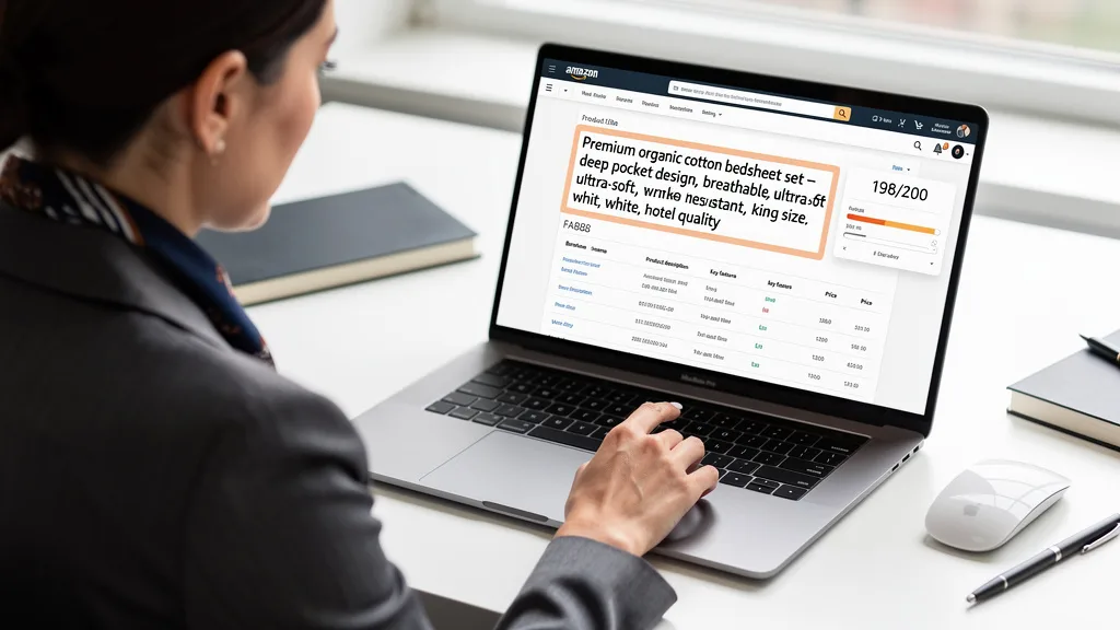 A close-up of an optimized Amazon product title fitting perfectly within the 200-character limit.