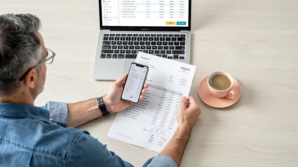 A seller scanning a valid supplier invoice to submit for an Amazon ungating application.
