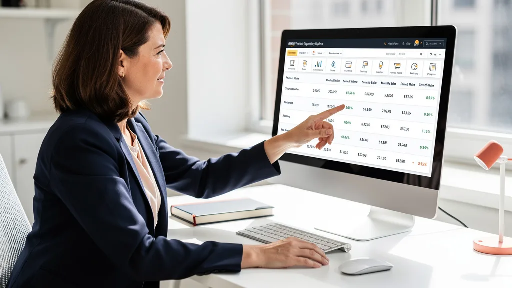 A view of the Amazon Product Opportunity Explorer dashboard listing various product niches and their key metrics.