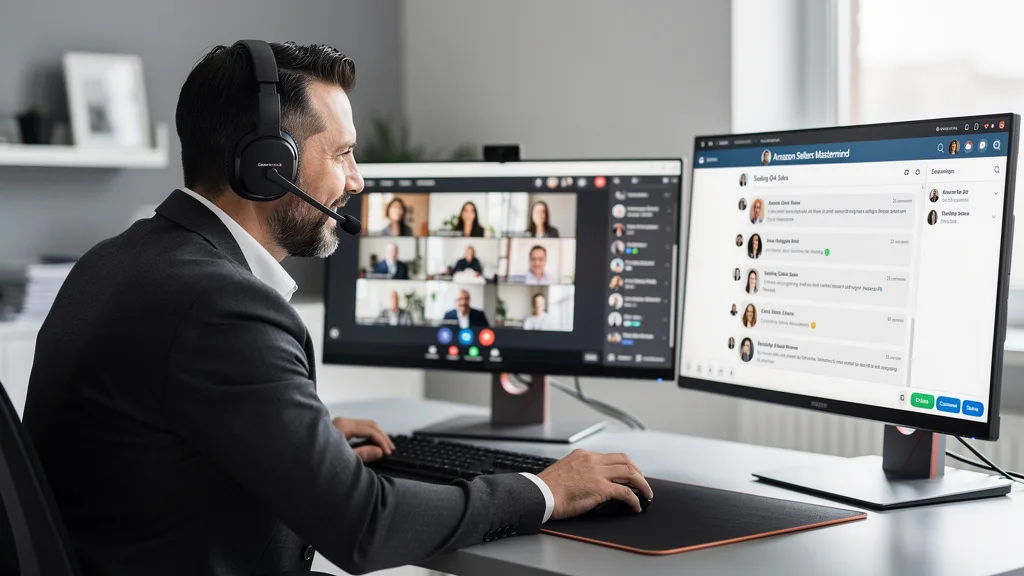 Click to manage / replace image An Amazon seller networking with peers in a LinkedIn group dedicated to e-commerce professionals.