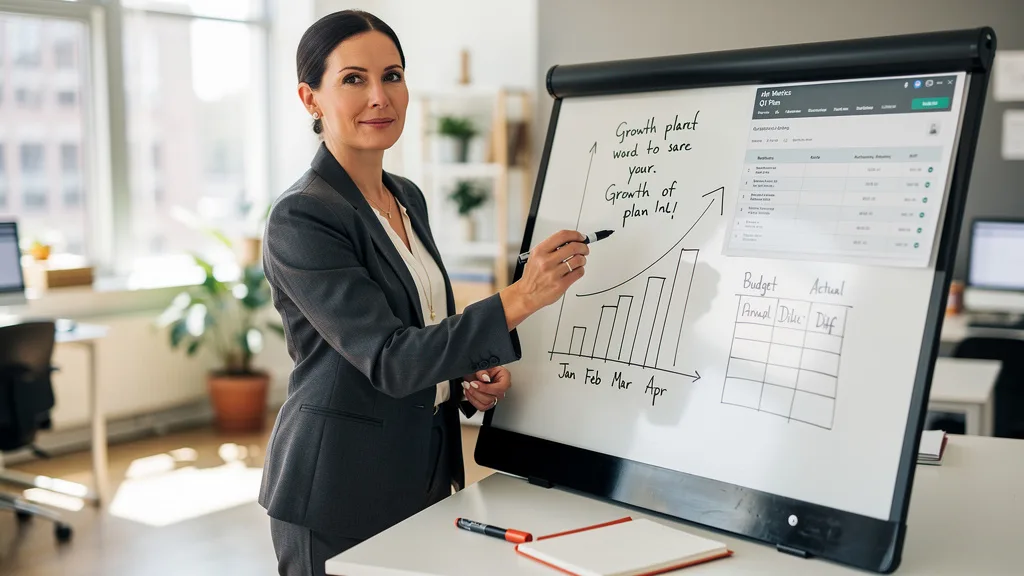 A business owner outlining their goals and budget for their Amazon store on a whiteboard.