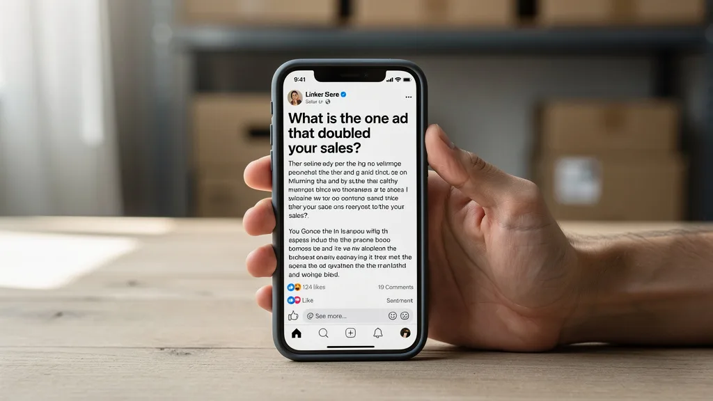 A smartphone displaying a LinkedIn post with a strong opening hook and scannable text format.