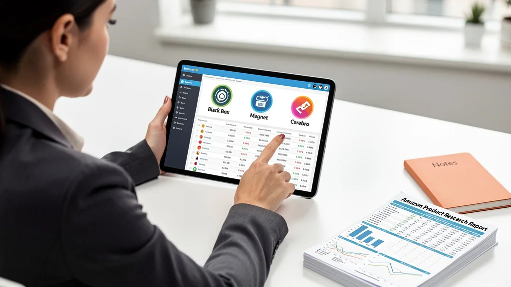 The Helium 10 software suite dashboard showing multiple tools for Amazon sellers.
