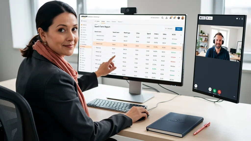 An Amazon consultant analyzing a search term report to identify wasted ad spend.