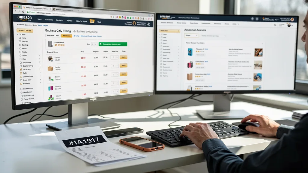 Screenshot of Amazon Business showing business-only pricing and quantity discount tiers for a product.