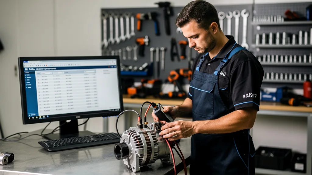 Technician testing a renewed alternator for the Amazon Renewed program.