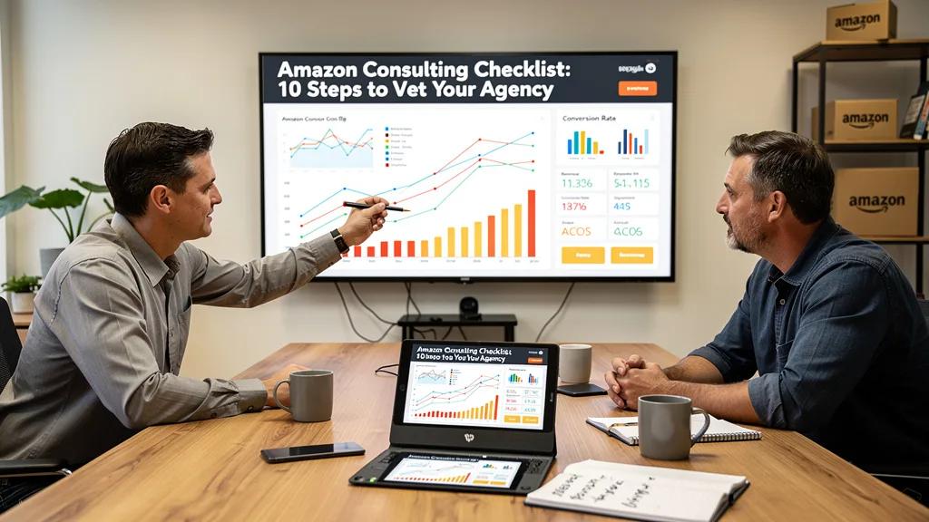 Click to manage / replace image An agency consultant explains their reporting dashboard to an Amazon brand owner.