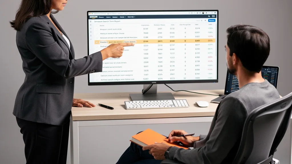 Click to manage / replace image A consultant analyzing an Amazon search term report to identify underperforming keywords.