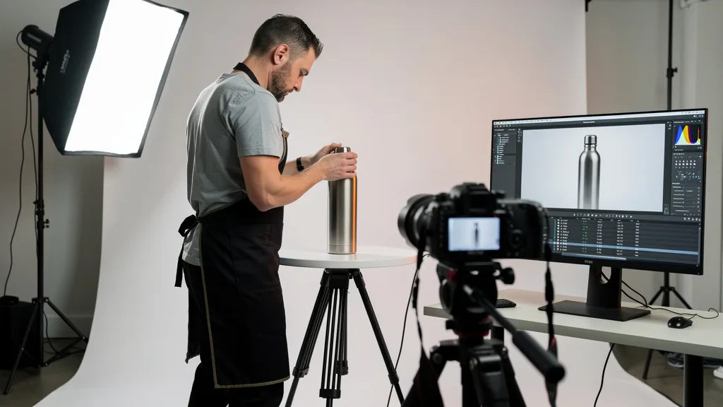 Professional product photography setup for creating high-quality Amazon listing images with a white background.