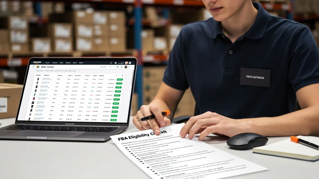 Click to manage / replace image A product in a restricted Amazon category being checked for FBA approval.