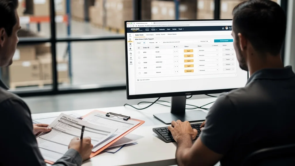 Click to manage / replace image An Amazon seller opening a detailed case with Seller Support to resolve a listing issue.