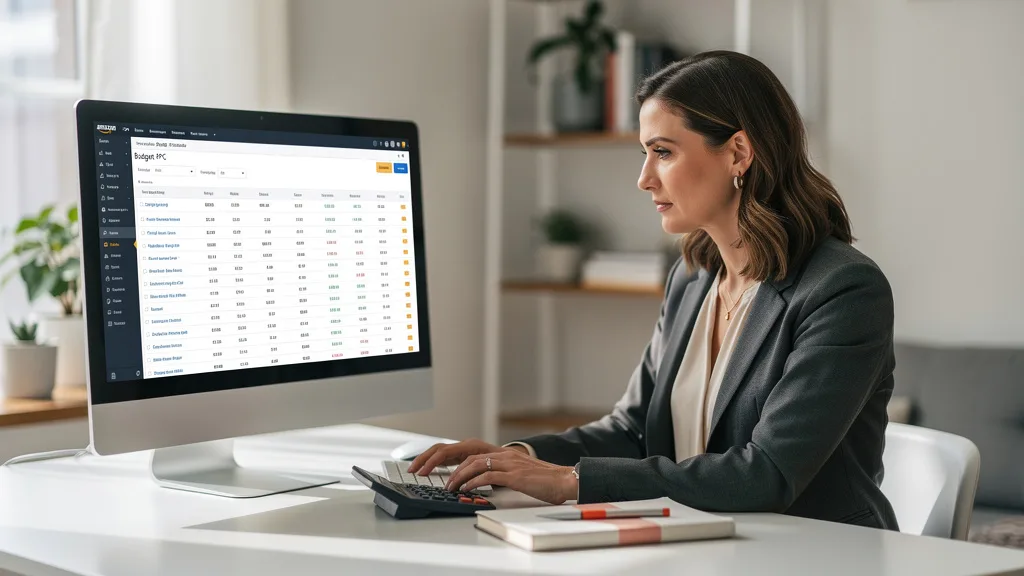 An Amazon seller using an online PPC budget calculator tool to determine their ad spend.