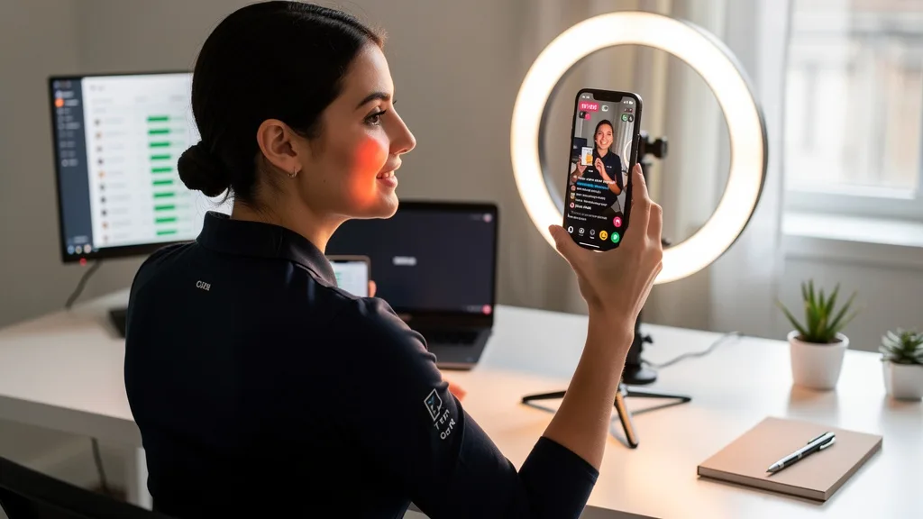 A creator hosting an engaging TikTok LIVE shopping event to sell products directly to her audience.