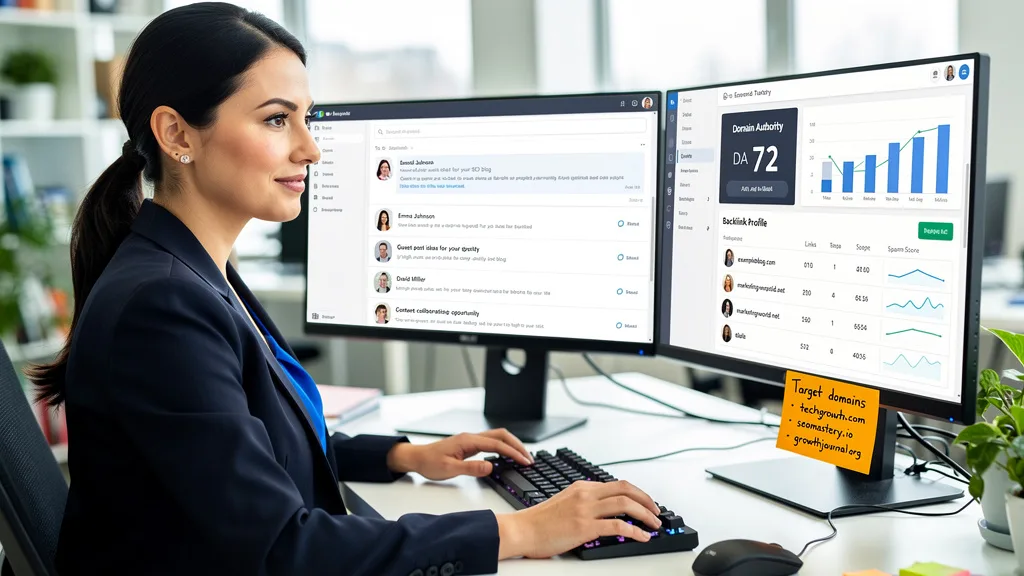 Click to manage / replace image An SEO specialist personalizing an outreach email for a high-authority link building opportunity.