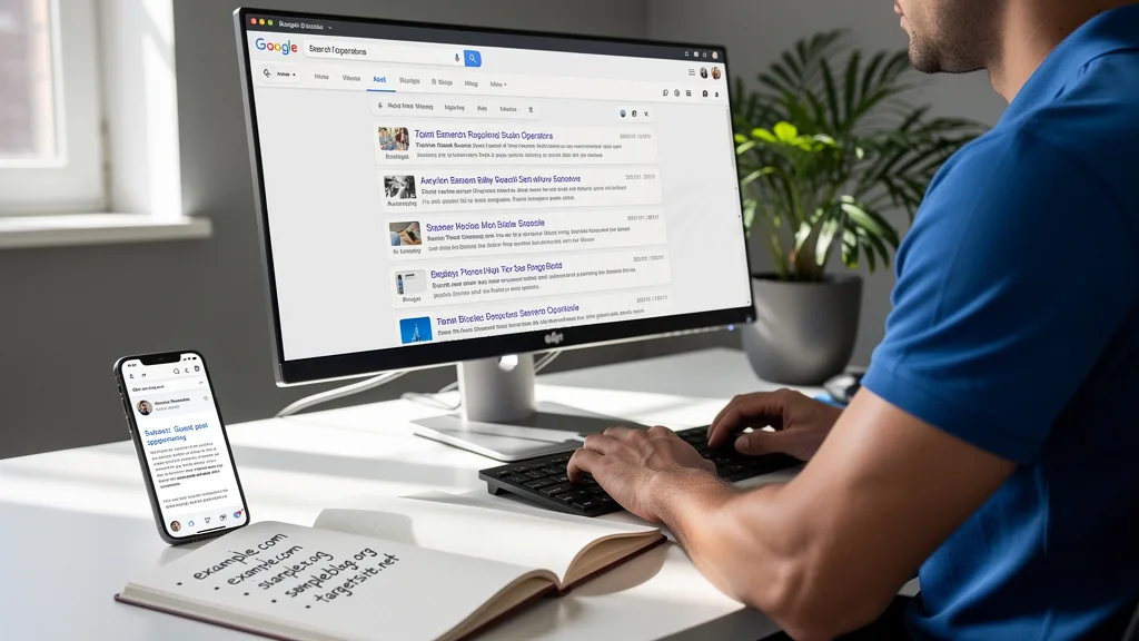 Click to manage / replace image A user typing an advanced search operator into Google to find specific blog articles for link building.