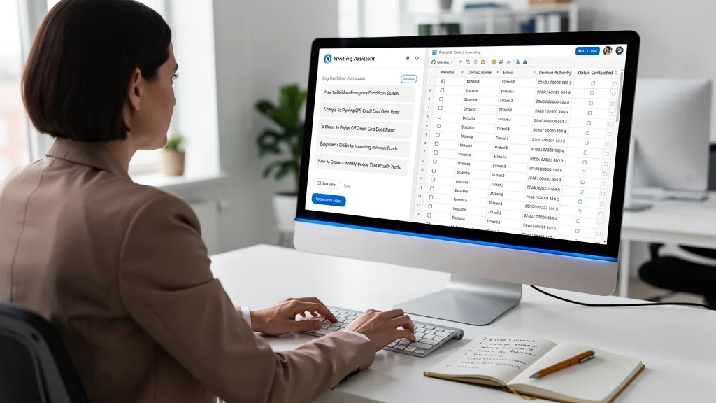 Click to manage / replace image Consultant using an AI tool to brainstorm creative guest post topic ideas.