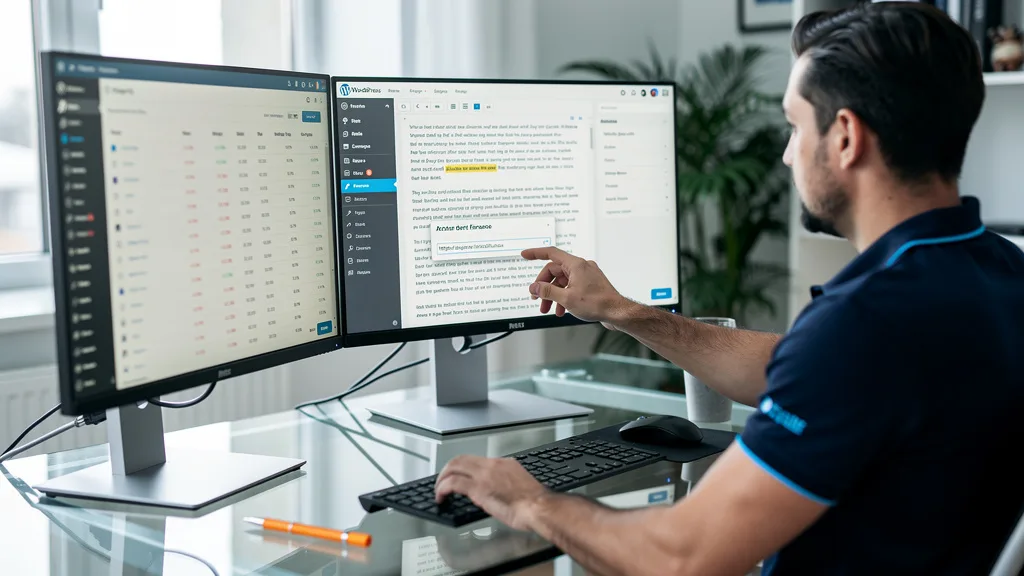 Click to manage / replace image Editor inserting a niche edit link into an existing, relevant article on a finance blog.