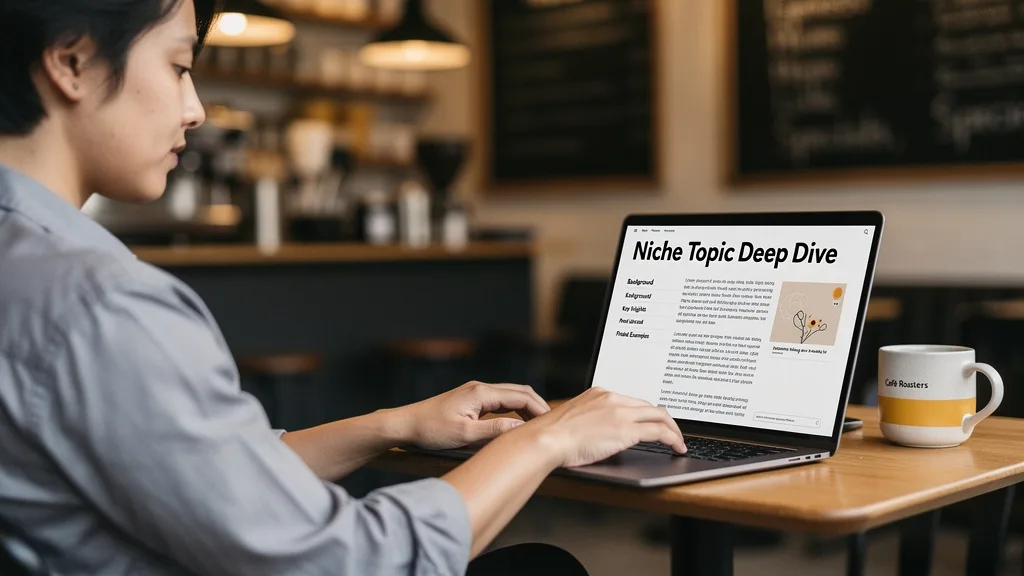 A writer creating a unique and relevant article for a website on their laptop.