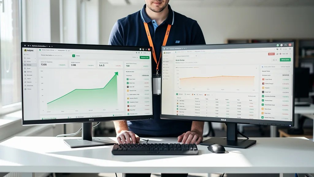 A dual-monitor setup comparing two websites